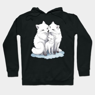 Cute Arctic Fox Family Hoodie